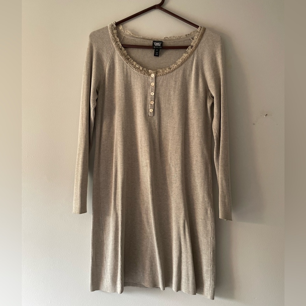 Lace Trimmed Sweater Dress